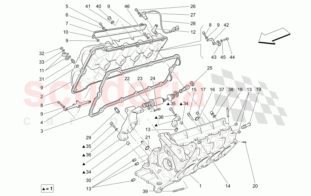 RH CYLINDER HEAD (Available with: "GranSport MC Victory" Version) of Maserati Maserati GranSport Coupe (2005-2007)