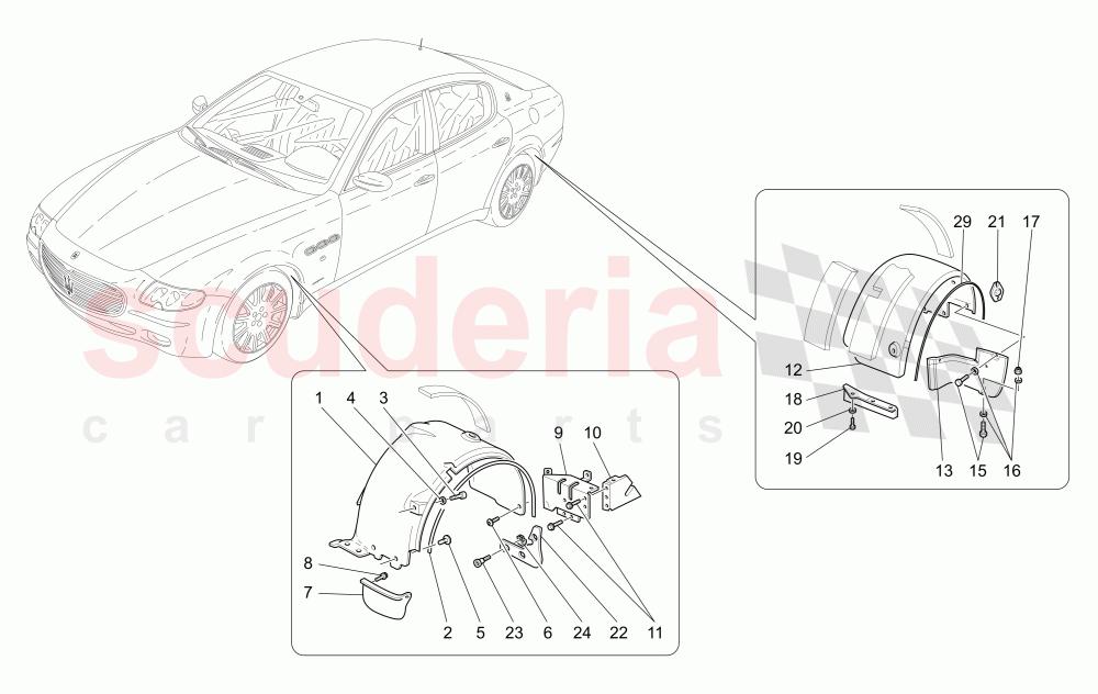 WHEELHOUSE AND LIDS of Maserati Maserati Quattroporte (2003-2007) DuoSelect