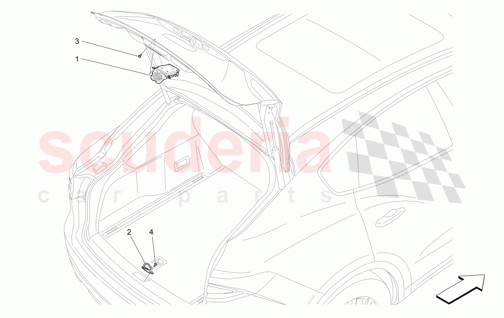 REAR LIFTGATE OPENING CONTROL (Not available with: POWER LIFTGATE) of Maserati Maserati Levante (2017+) Diesel