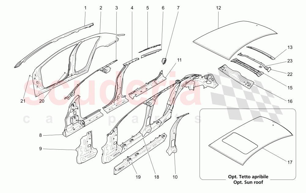 BODYWORK AND CENTRAL OUTER TRIM PANELS of Maserati Maserati Ghibli (2017+) Diesel