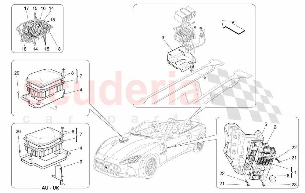 RELAYS, FUSES AND BOXES of Maserati Maserati GranCabrio (2016+) MC