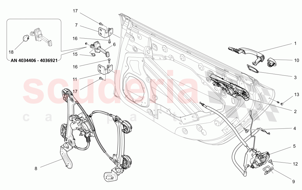 REAR DOORS: MECHANISMS (Not available with: CENTRALIZED ELECTRICAL LOCKING) of Maserati Maserati Quattroporte (2017+) S V6 410bhp