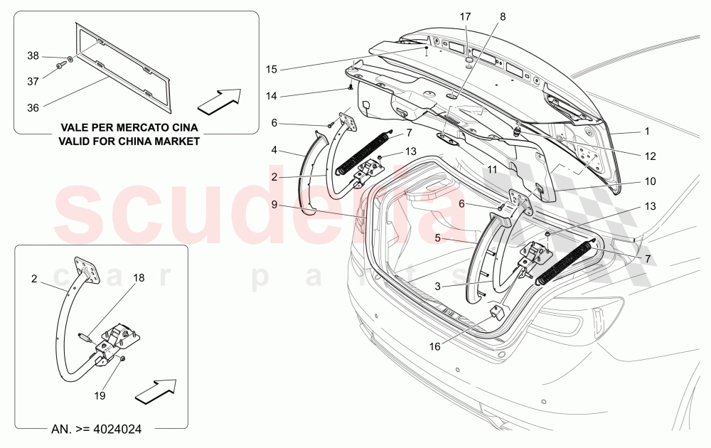 REAR LID (Not available with: POWER LIFTGATE WITH KICK SENSOR) of Maserati Maserati Quattroporte (2013+) GTS