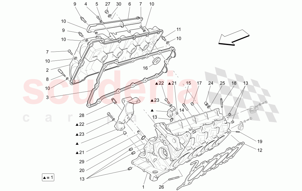 RH CYLINDER HEAD of Maserati Maserati Quattroporte (2003-2007) DuoSelect