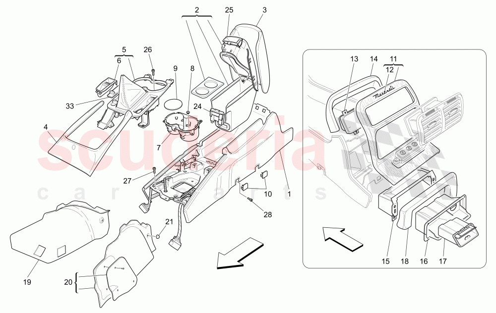 ACCESSORY CONSOLE AND CENTRE CONSOLE of Maserati Maserati Quattroporte (2003-2007) Auto