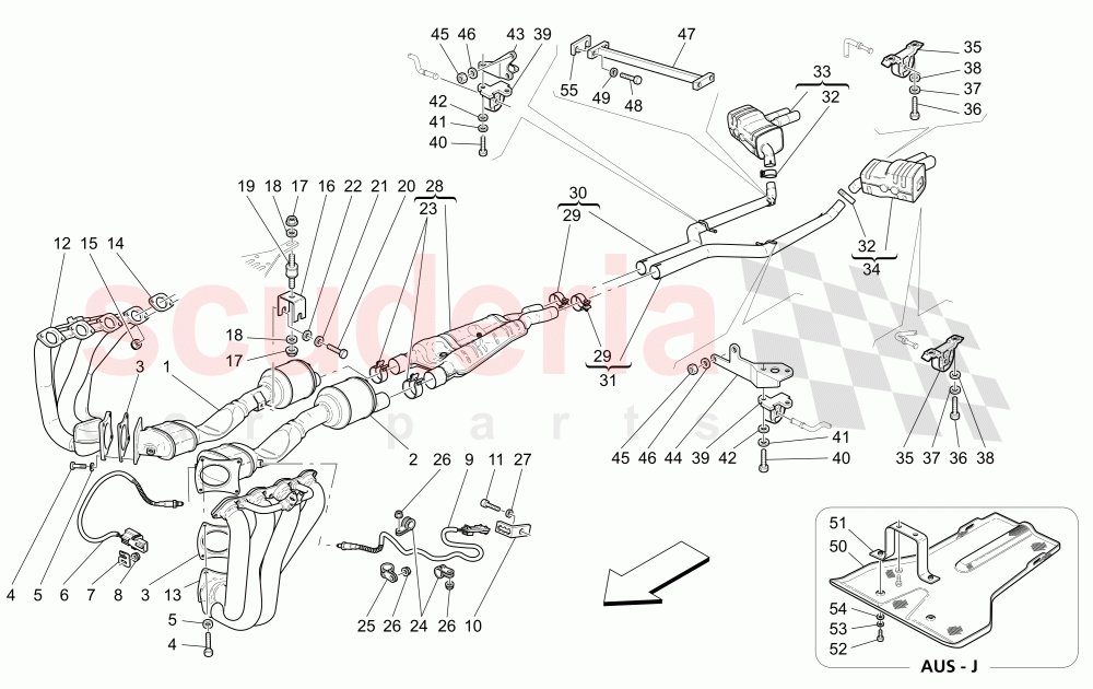 EXHAUST SYSTEM of Maserati Maserati 4200 Spyder (2005-2007) CC