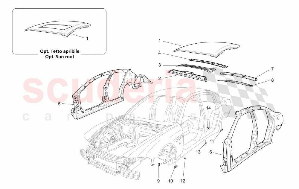 BODYWORK AND CENTRAL OUTER TRIM PANELS of Maserati Maserati Quattroporte (2008-2012) S 4.7