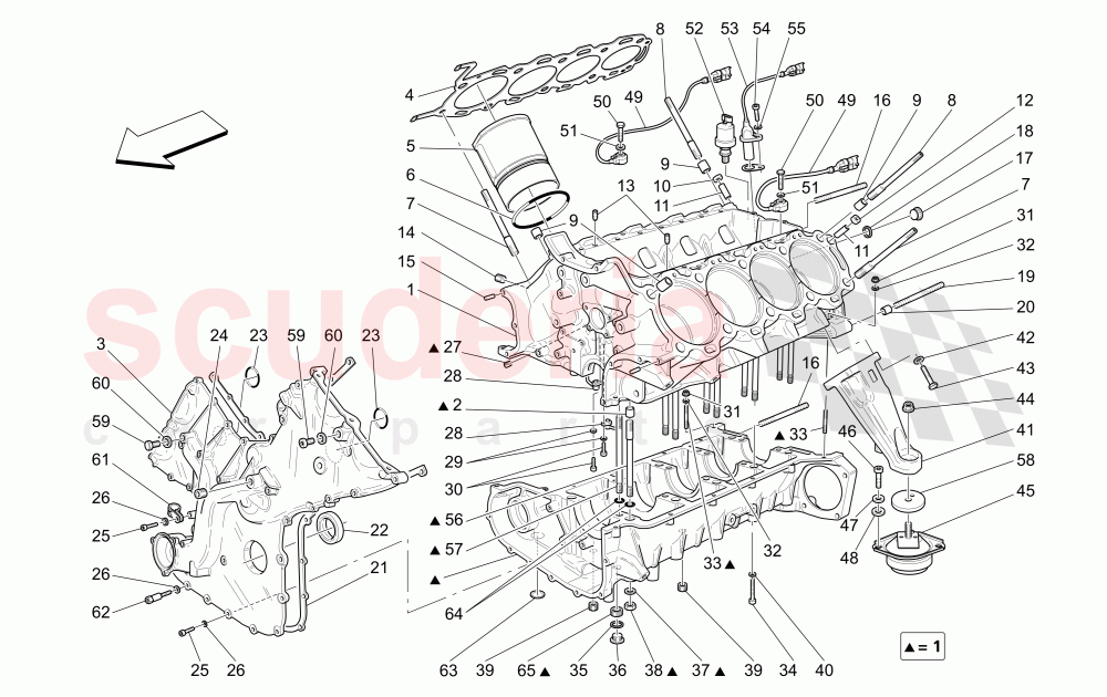 CRANKCASE (Available with: "GranSport MC Victory" Version) of Maserati Maserati GranSport Coupe (2005-2007)