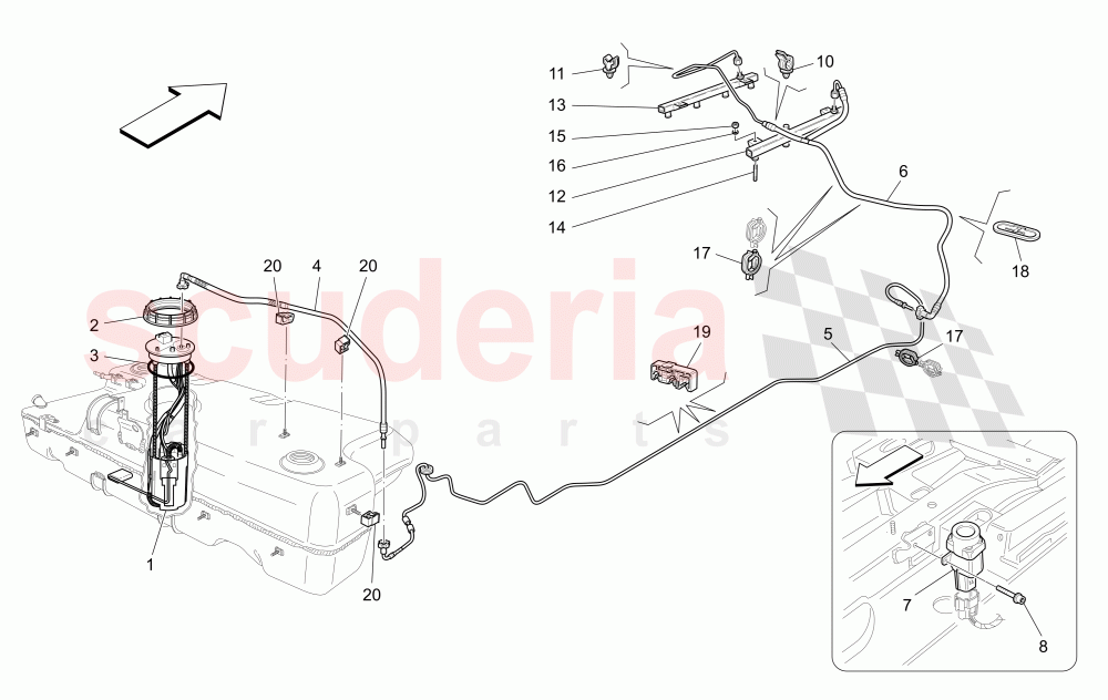 FUEL PUMPS AND CONNECTION LINES of Maserati Maserati GranCabrio (2013-2015) MC