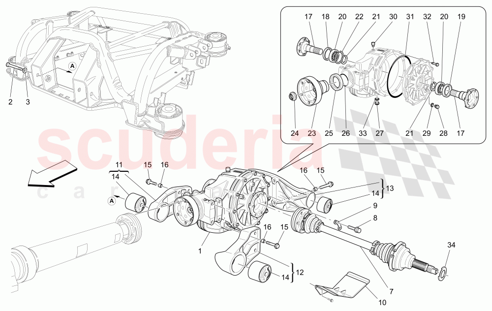 DIFFERENTIAL AND REAR AXLE SHAFTS of Maserati Maserati Quattroporte (2009-2012) Sport GTS