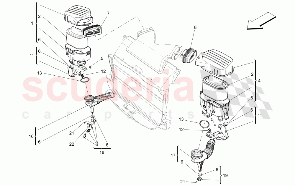 AIR FILTER, AIR INTAKE AND DUCTS of Maserati Maserati Quattroporte (2017+) S Q4