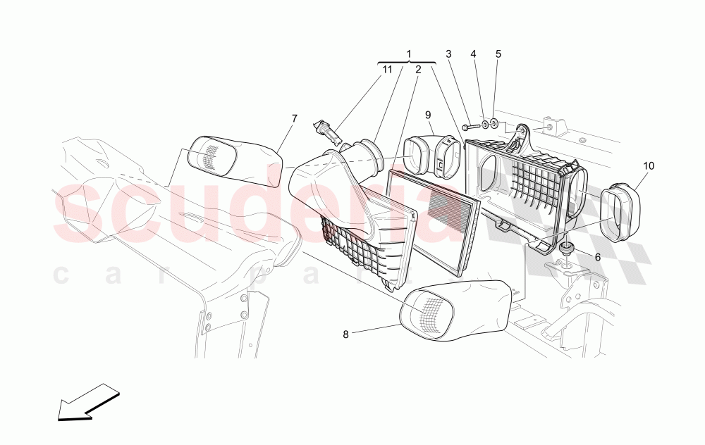 AIR FILTER, AIR INTAKE AND DUCTS of Maserati Maserati Quattroporte (2003-2007) Auto