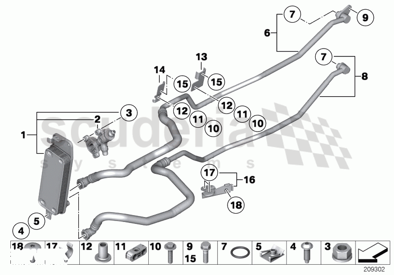 Heat exch./transmission oil cooler line of Rolls Royce Rolls Royce Ghost Series I (2009-2014)