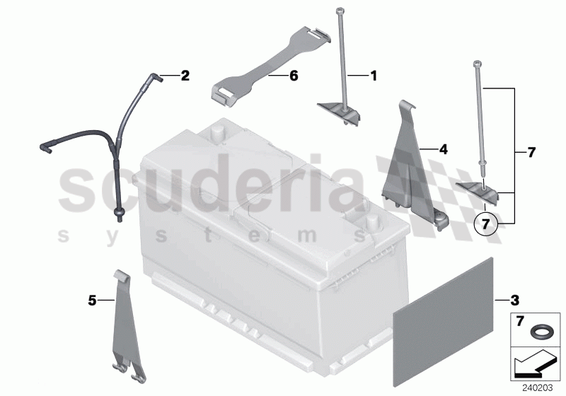 Battery holder and mounting parts of Rolls Royce Rolls Royce Phantom Extended Wheelbase