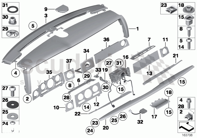 Instrument panel, upper part of Rolls Royce Rolls Royce Phantom