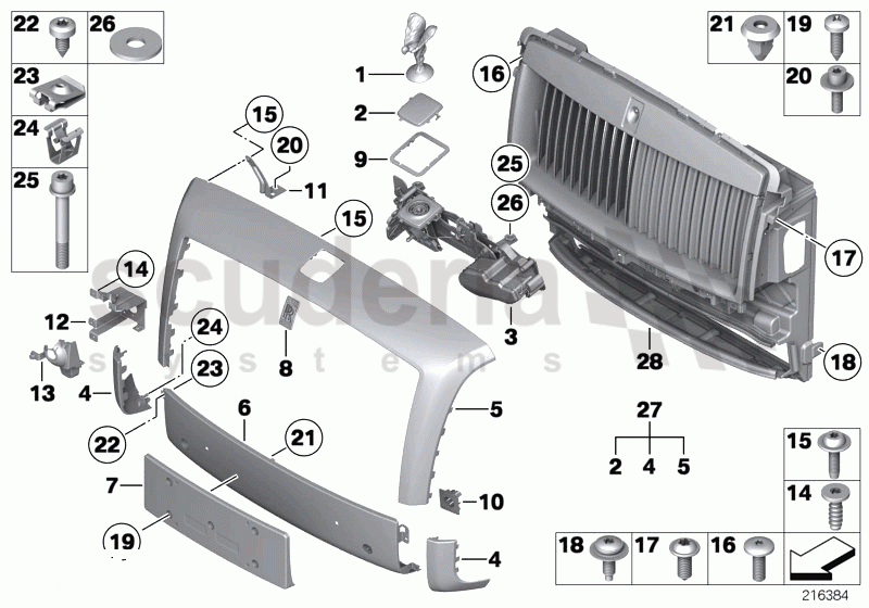 Radiator grill / radiator figure of Rolls Royce Rolls Royce Ghost Series I (2009-2014)