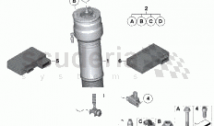 Air spring strut, rear/control units