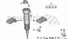 Air spring strut, front/control units