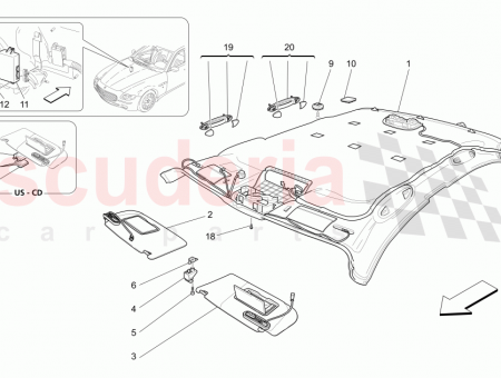 Photo of LH SUN SCREEN ASSEMBLY Alcantara lining EU JP…